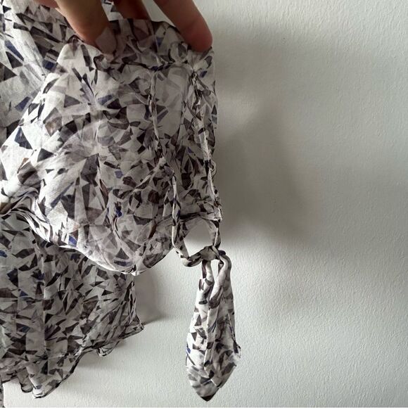 Caroline Constas Silk Smocked Elastic Cinched Ruffle Off Shoulder Top - Picture 6 of 8